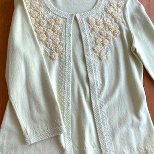 Banana Republic Chartreuse Beaded Sweater